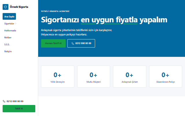 Yan Menü şablonunun görünümü